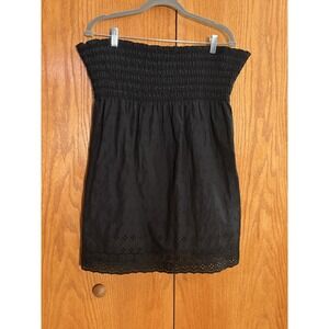 VTG Juicy Couture Wm L Tube Top Dress Black Smocked Strapless Green Tag 90s‎ Y2K